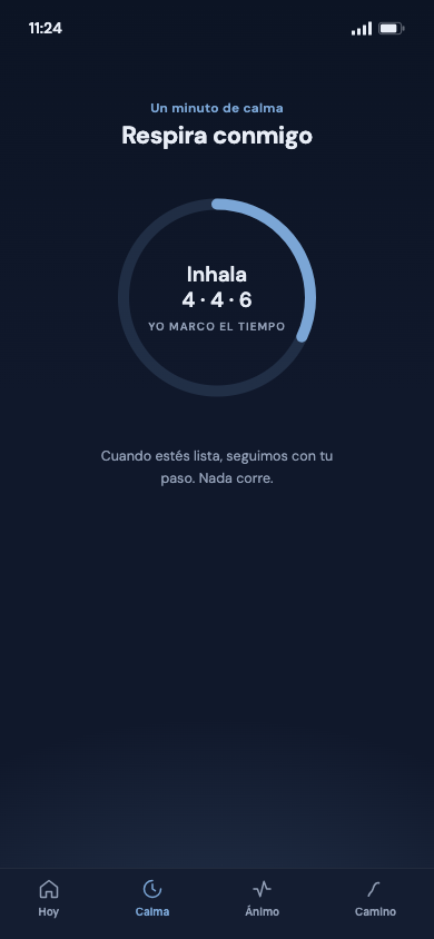 Pantalla Calma: respiración guiada 4-4-6